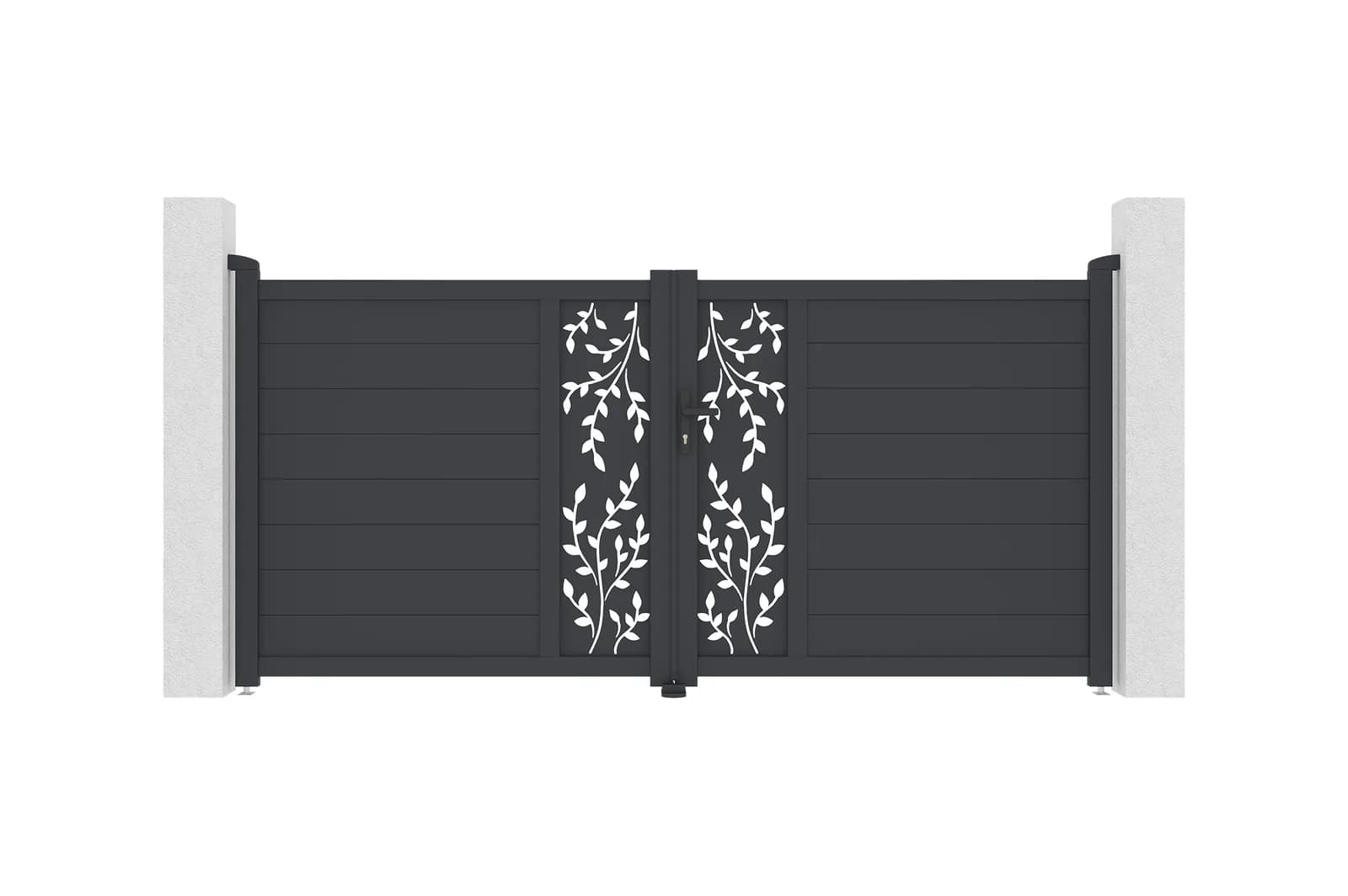Packshot fond blanc du portail battant FOLYA 300B140 entre piliers