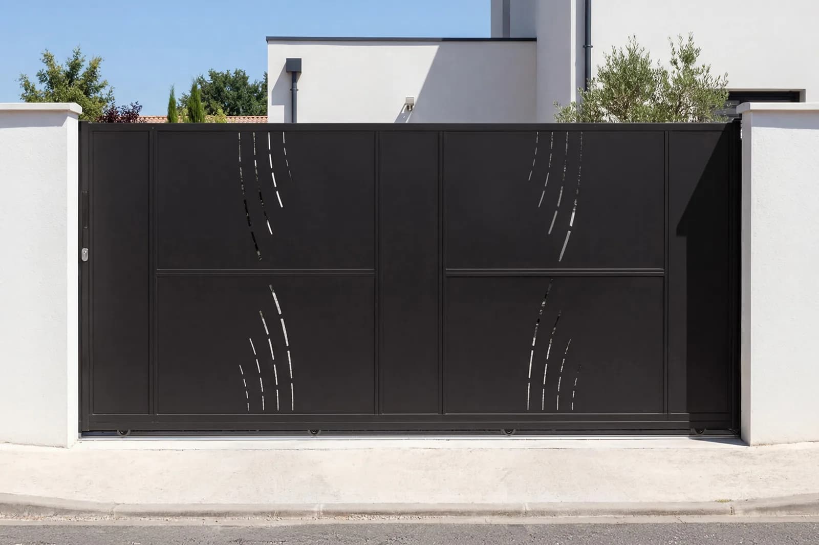 Portillon intégré par IA générative dans un décor réaliste