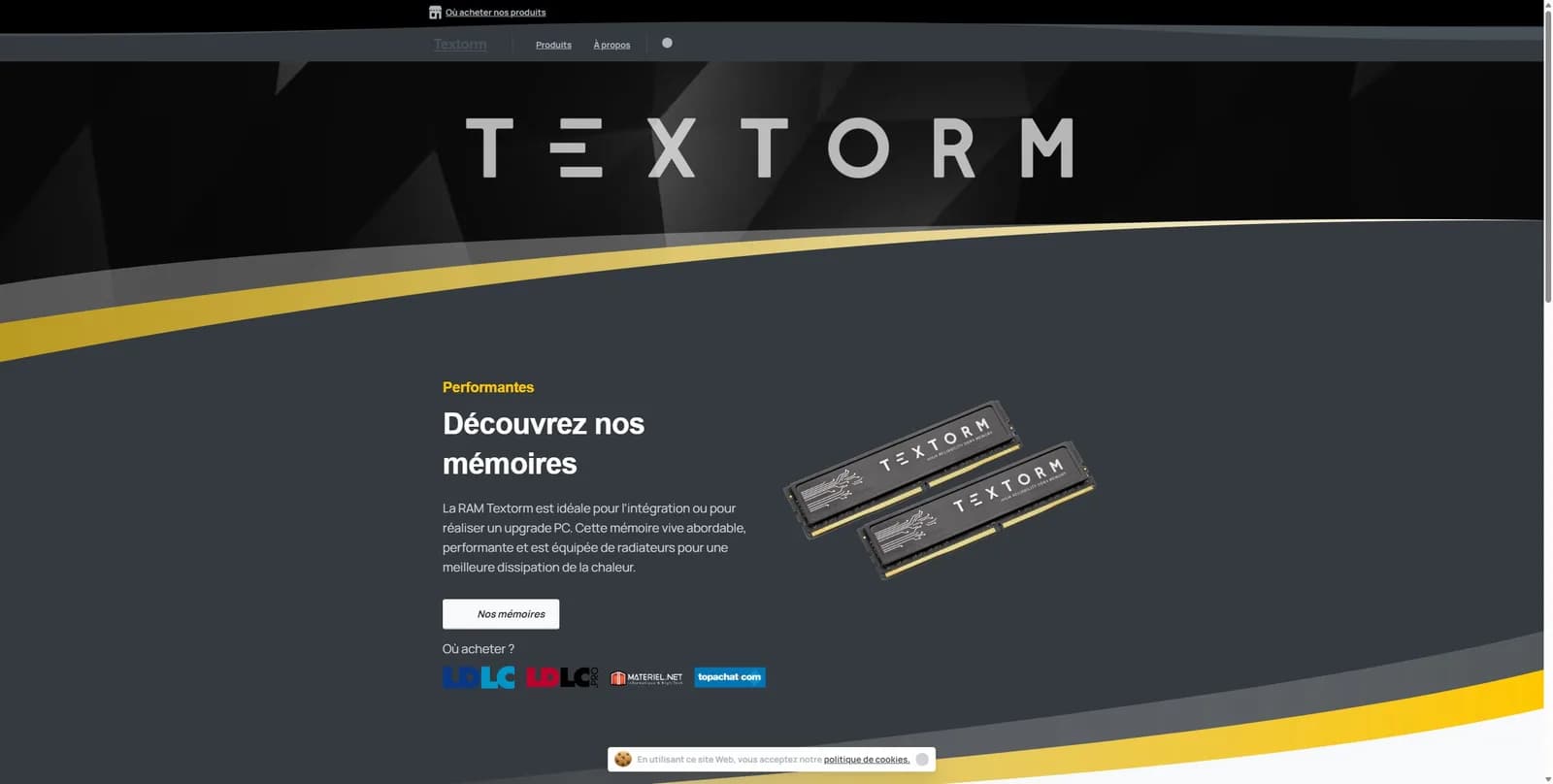 Textorm.com en ligne : identité anthracite et jaune