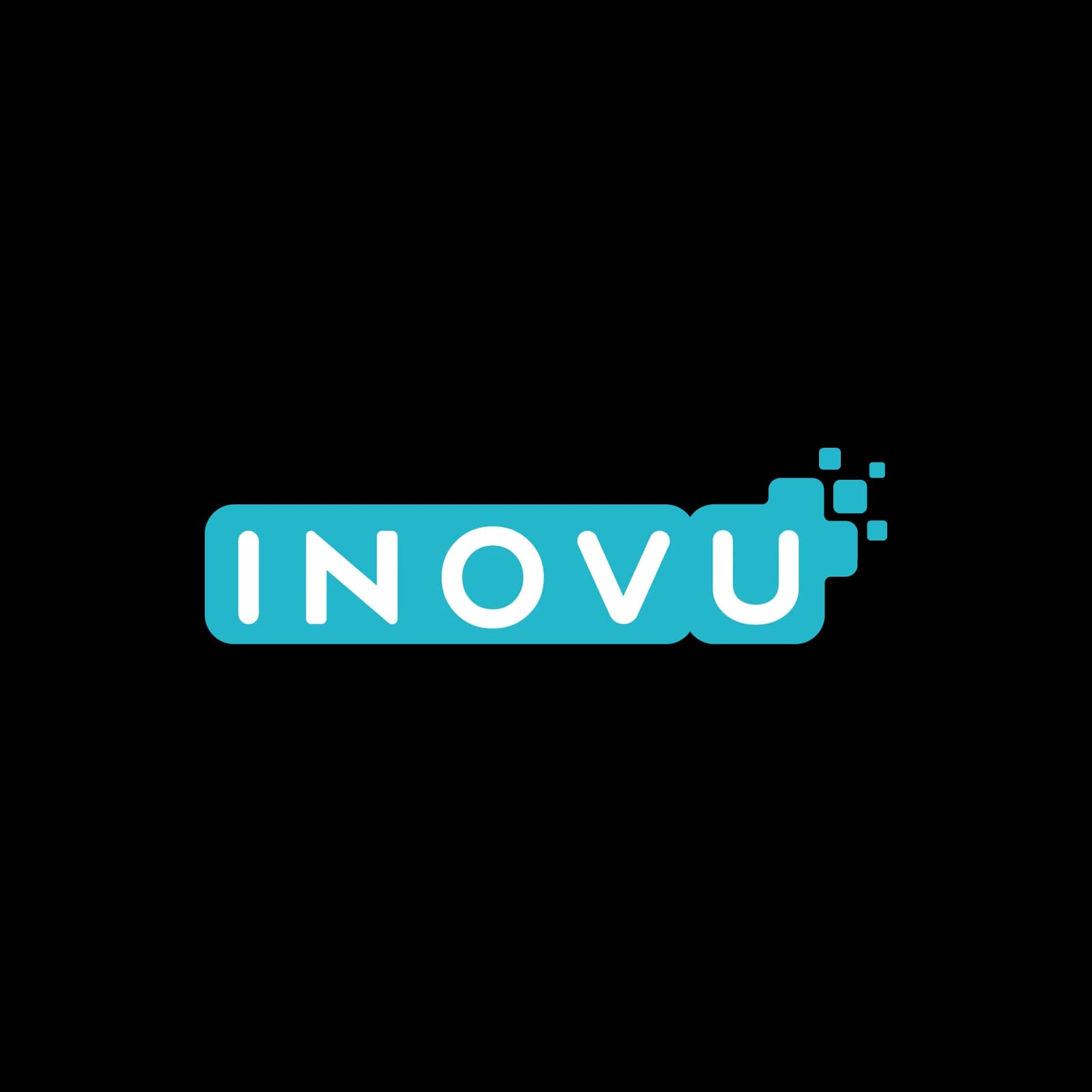 Logotype INOVU final, turquoise à pixels
