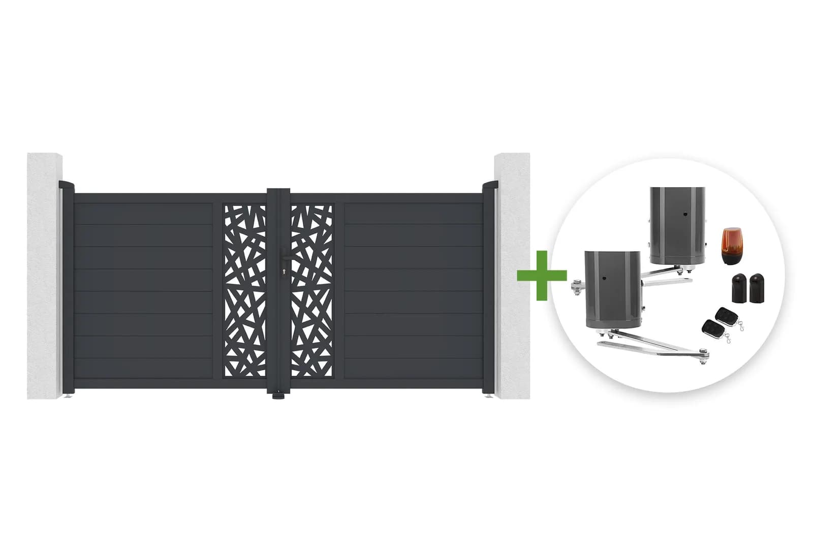 Pack composé automatiquement : portail battant RUIVO et kit de motorisation