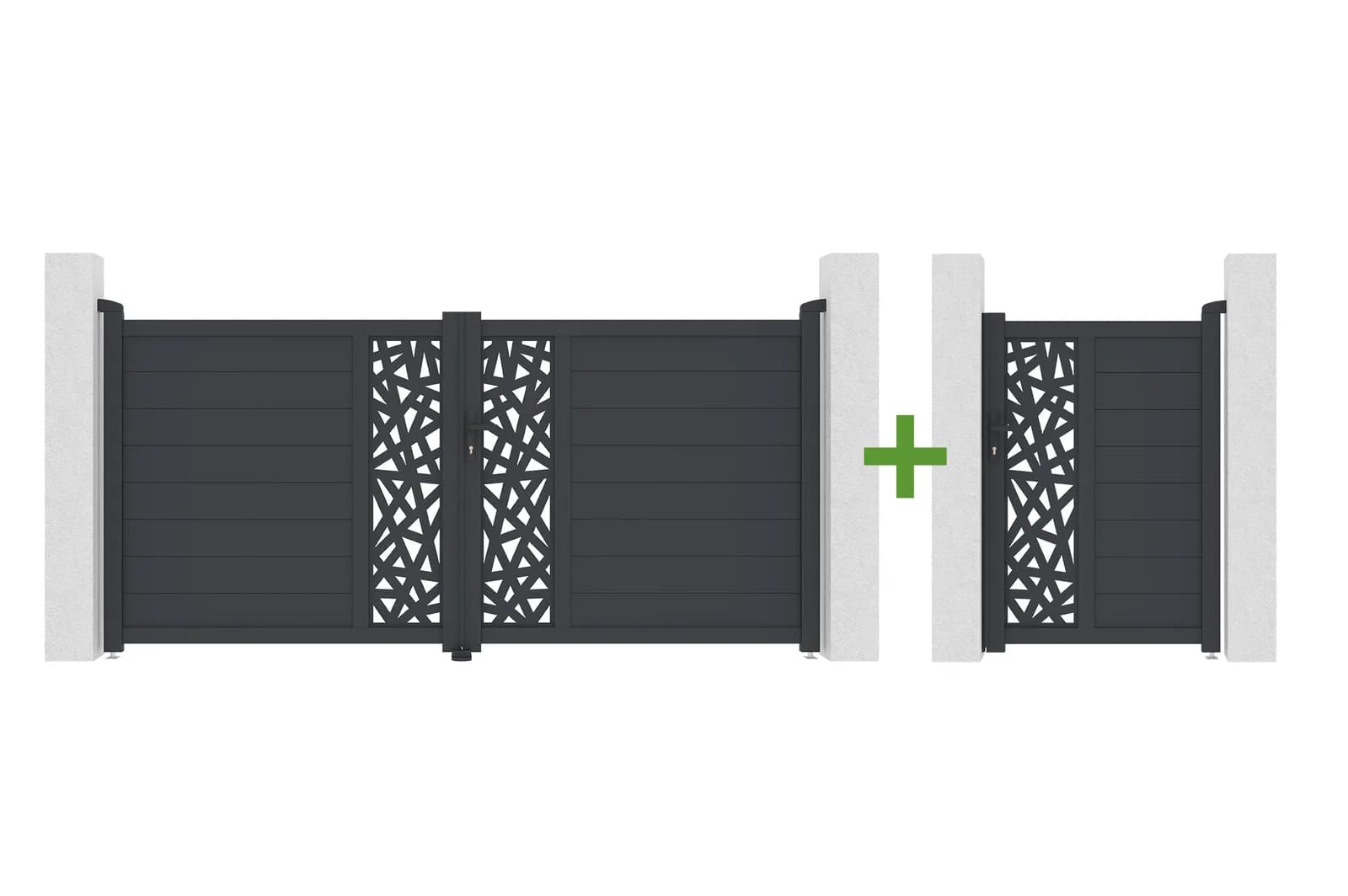 Pack composé automatiquement : portail battant RUIVO et portillon assorti
